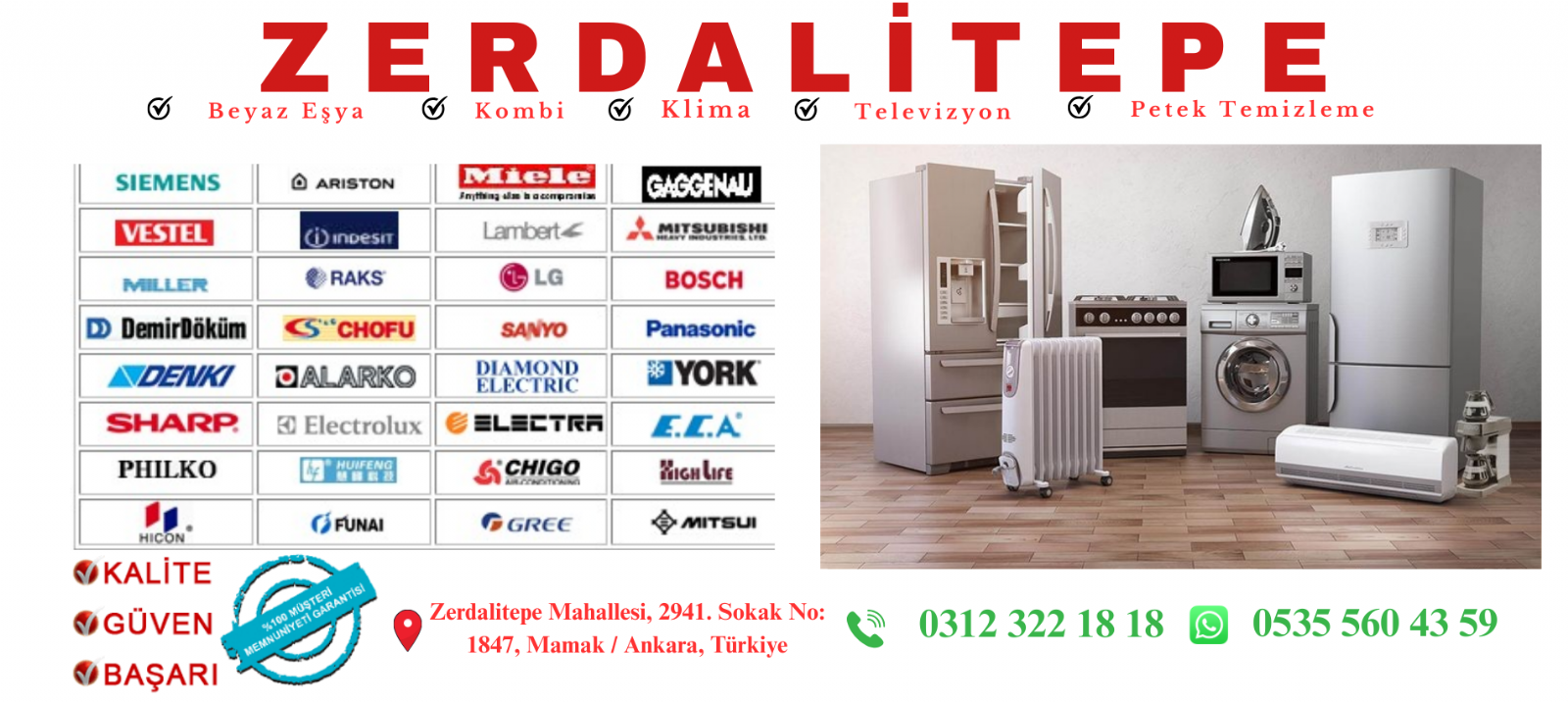 zerdalitepe Beyaz Eşya Servisi